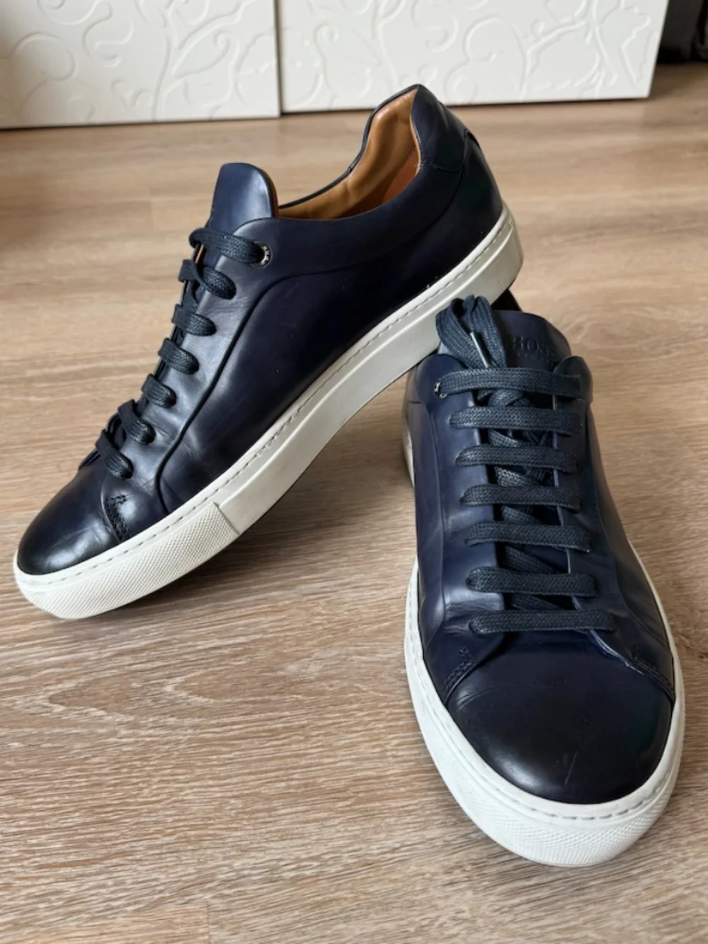 Hugo Boss Navy Leather Sneakers in Size 43